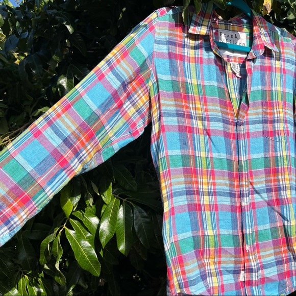Frank and Eileen rainbow plaid linen button up shirt - Picture 2 of 5